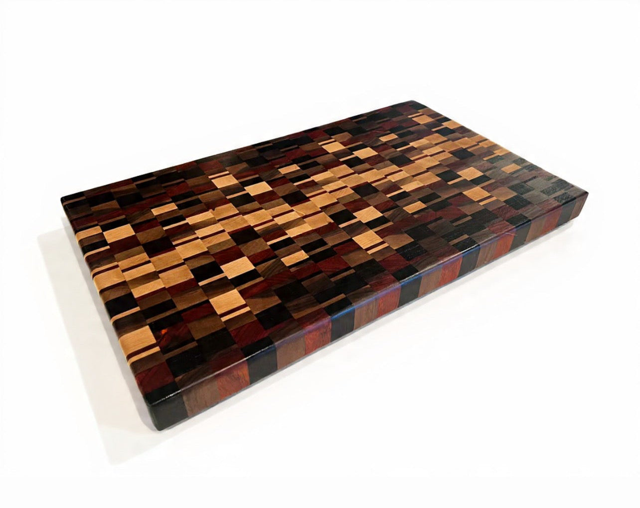 Chaotic End Grain Block - 20-7/8” x 12-1/2” x 1-1/2” - Wenge, Walnut, Paduk, Purple Heart, Maple