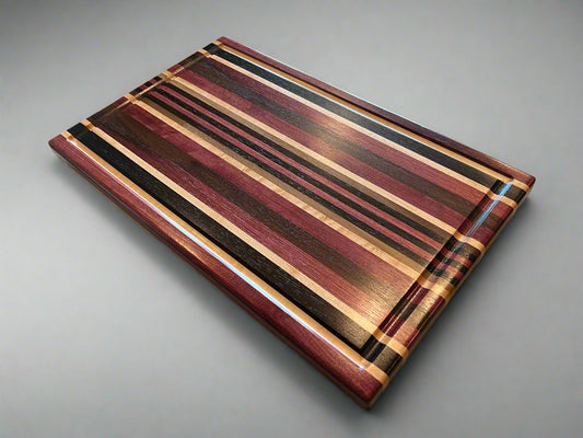 Exotic Book Match Edge Grain - 12.5” x 20.25” x 1” - Purple Heart, White Maple, Wenge, Walnut