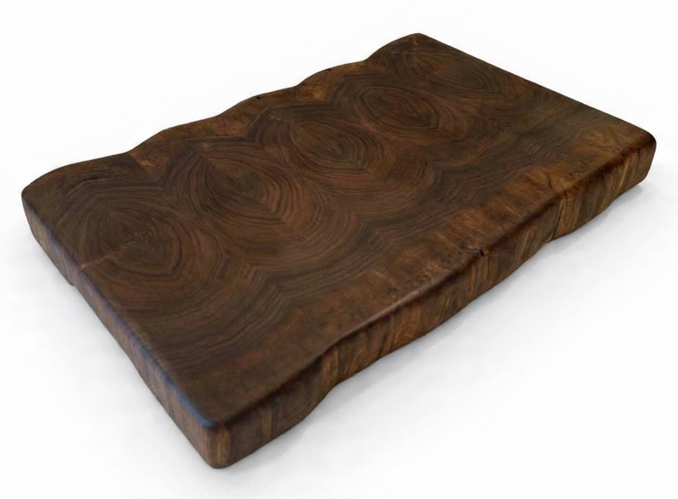 Black Walnut Live Edge Slab to End Grain Butcher Block - 14” x 22” x 2.5”