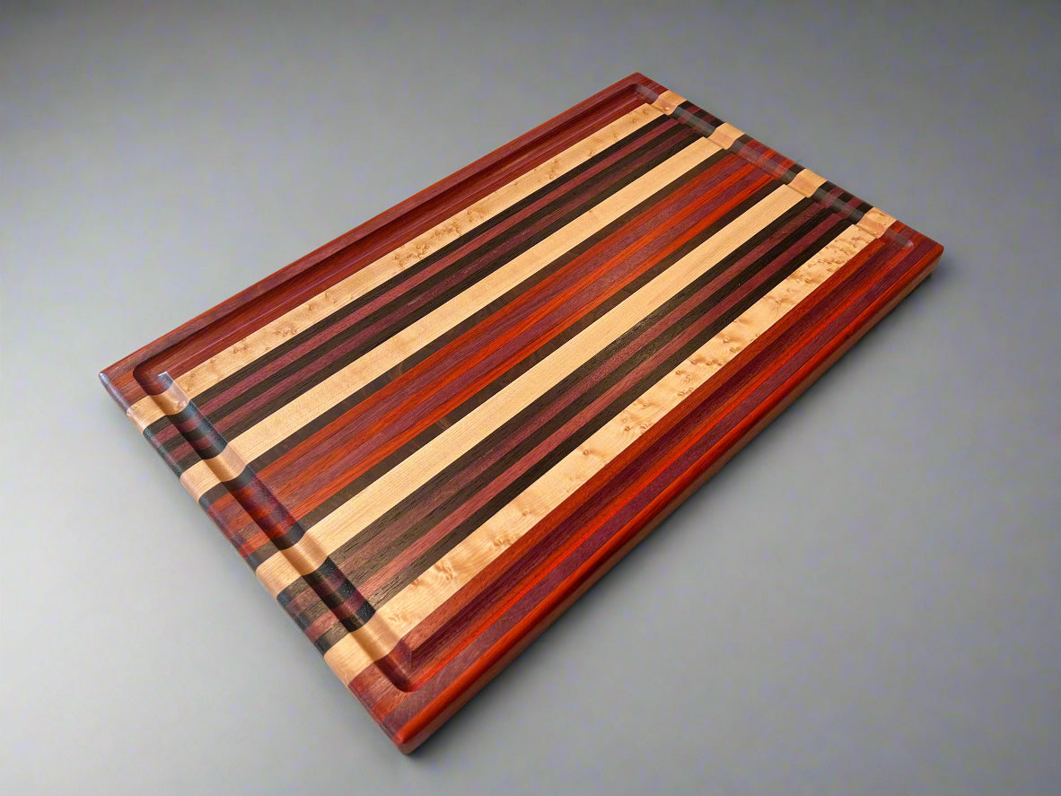 Exotic Book Match Edge Grain - 12.5” x 20.25” x 1” - Paduk, Purple Heart, White Maple, Wenge