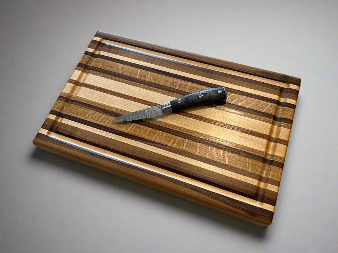 Book-Matched Edge Grain Block with Thin Stripes - 10.25” x 16” x 2”