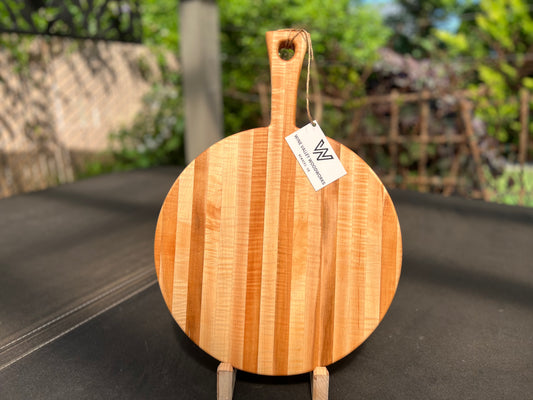 Large Round Maple Charcuterie Board With Handle