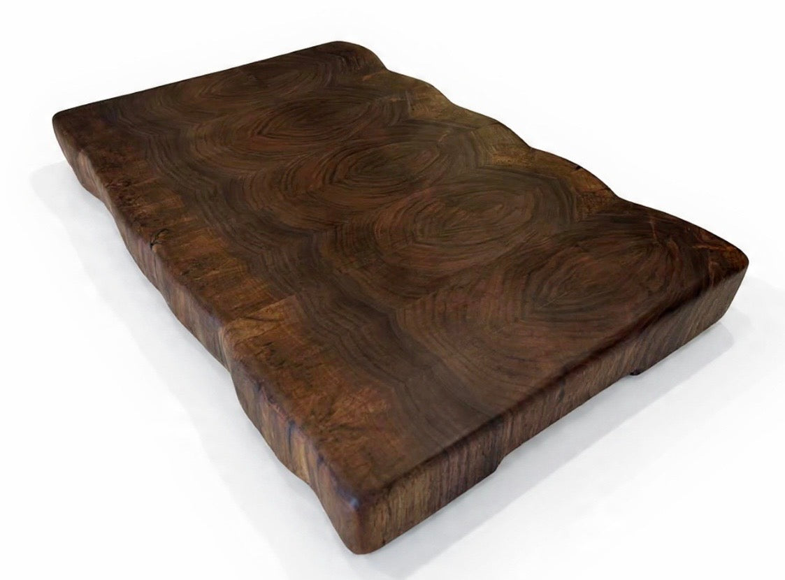 Black Walnut Live Edge Slab to End Grain Butcher Block - 14” x 22” x 2.5”