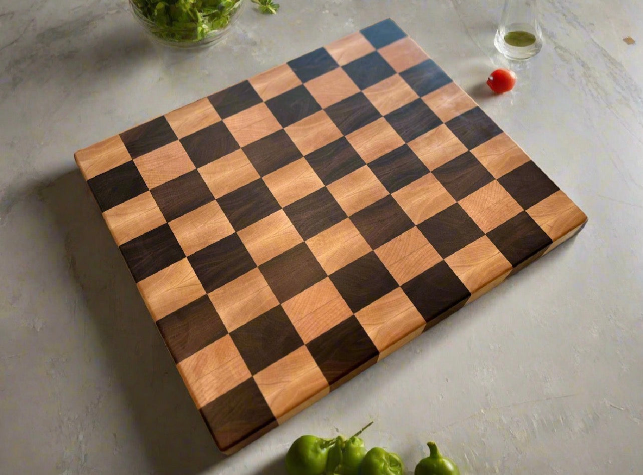 Custom checkered cutting board for the Boatwrights