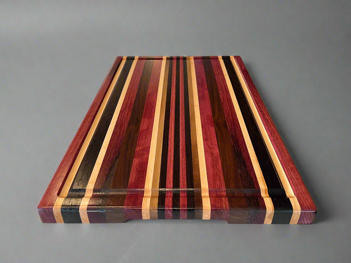 Exotic Book Match Edge Grain - 12.5” x 20.25” x 1” - Purple Heart, White Maple, Wenge, Walnut
