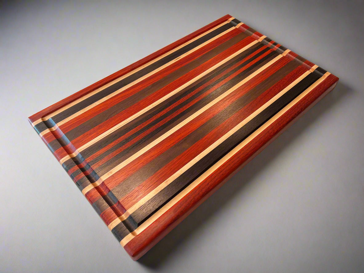 Exotic Book Match Edge Grain - 12.5” x 20.25” x 1” - Paduk, White Maple, Wenge, Walnut