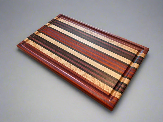Exotic Book Match Edge Grain - 12.5” x 20.25” x 1” - Paduk, Purple Heart, White Maple, Wenge